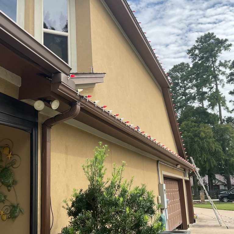 Red and white LED light installation in Tomball TX